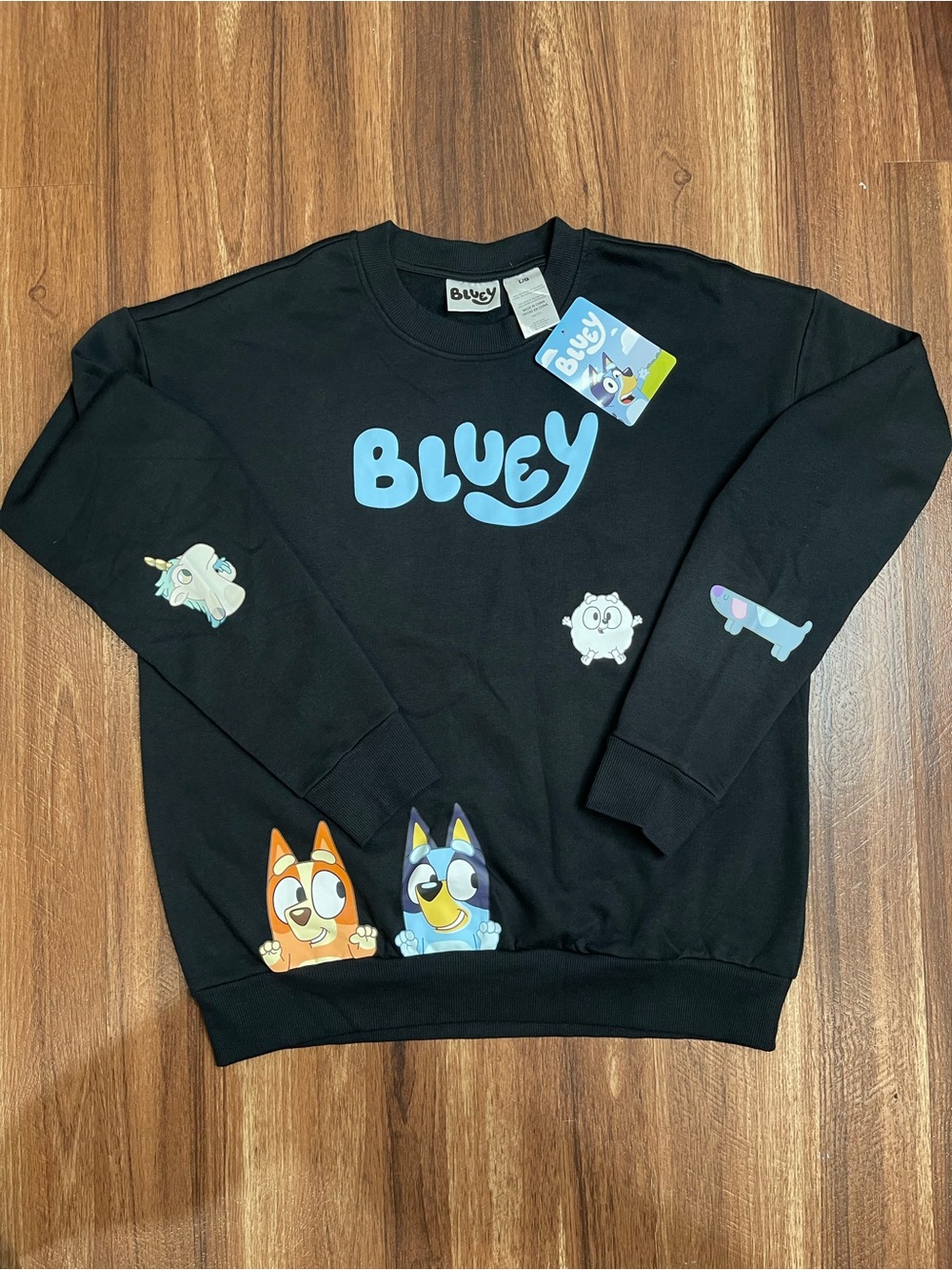 Disney Bluey Graphic Print Black Crew Neck